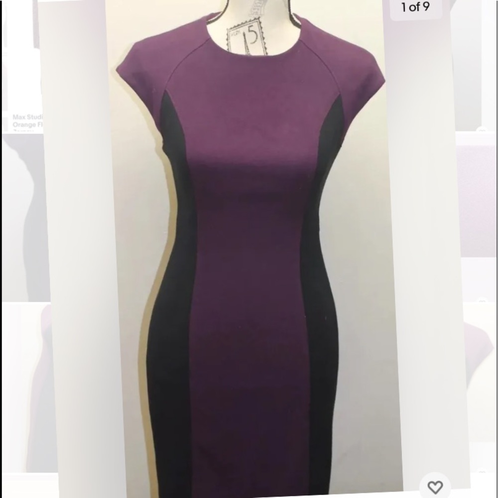 Raoul Women Pencil Dress Purple  Black Sleeveless Sz 2 Zipper detail